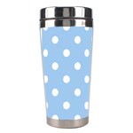 Polka Dots - White on Baby Blue Stainless Steel Travel Tumbler