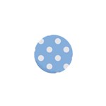 Polka Dots - White on Baby Blue 1  Mini Button