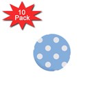 Polka Dots - White on Baby Blue 1  Mini Button (10 pack)