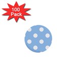 Polka Dots - White on Baby Blue 1  Mini Button (100 pack)