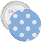 Polka Dots - White on Baby Blue 3  Button