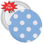 Polka Dots - White on Baby Blue 3  Button (10 pack)