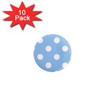Polka Dots - White on Baby Blue 1  Mini Magnet (10 pack)