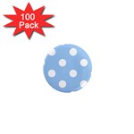 Polka Dots - White on Baby Blue 1  Mini Magnet (100 pack)