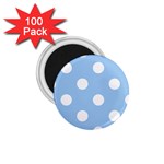 Polka Dots - White on Baby Blue 1.75  Magnet (100 pack)