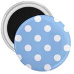 Polka Dots - White on Baby Blue 3  Magnet