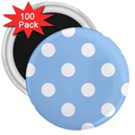 Polka Dots - White on Baby Blue 3  Magnet (100 pack)