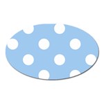Polka Dots - White on Baby Blue Magnet (Oval)