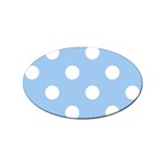 Polka Dots - White on Baby Blue Sticker Oval (10 pack)