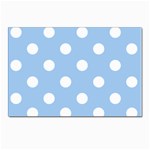 Polka Dots - White on Baby Blue Postcard 5  x 7 