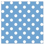 Polka Dots - White on Iceberg Blue Large Satin Scarf (Square)
