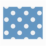 Polka Dots - White on Iceberg Blue Small Glasses Cloth (2 Sides)