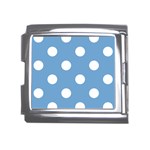Polka Dots - White on Iceberg Blue Mega Link Italian Charm (18mm)