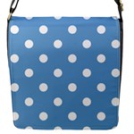 Polka Dots - White on Iceberg Blue Flap Closure Messenger Bag (S)