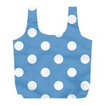Polka Dots - White on Iceberg Blue Full Print Recycle Bag (L)