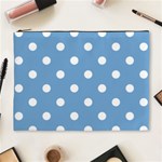 Polka Dots - White on Iceberg Blue Cosmetic Bag (XL)