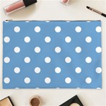 Polka Dots - White on Iceberg Blue Cosmetic Bag (XXL)
