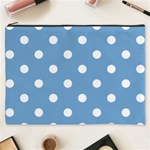 Polka Dots - White on Iceberg Blue Cosmetic Bag (XXXL)