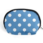 Polka Dots - White on Iceberg Blue Accessory Pouch (Medium)