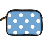 Polka Dots - White on Iceberg Blue Digital Camera Leather Case
