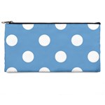 Polka Dots - White on Iceberg Blue Pencil Case