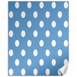 Polka Dots - White on Iceberg Blue Canvas 11  x 14 