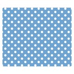 Polka Dots - White on Iceberg Blue Double Sided Flano Blanket (Small)