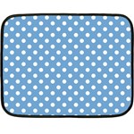 Polka Dots - White on Iceberg Blue Fleece Blanket (Mini)