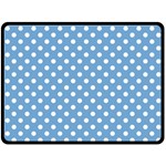 Polka Dots - White on Iceberg Blue Double Sided Fleece Blanket (Large) (Two Sides)