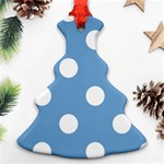 Polka Dots - White on Iceberg Blue Christmas Tree Ornament (Two Sides)
