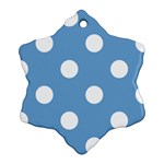 Polka Dots - White on Iceberg Blue Ornament (Snowflake)