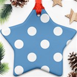 Polka Dots - White on Iceberg Blue Ornament (Star)
