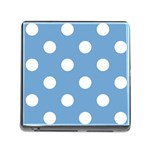 Polka Dots - White on Iceberg Blue Memory Card Reader (Square)