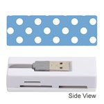 Polka Dots - White on Iceberg Blue Memory Card Reader (Stick)