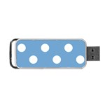 Polka Dots - White on Iceberg Blue Portable USB Flash (Two Sides)