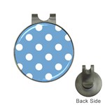 Polka Dots - White on Iceberg Blue Golf Ball Marker Hat Clip