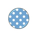Polka Dots - White on Iceberg Blue Hat Clip Ball Marker (10 pack)