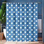 Polka Dots - White on Iceberg Blue Shower Curtain 60  x 72  (Medium)