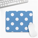 Polka Dots - White on Iceberg Blue Small Mousepad