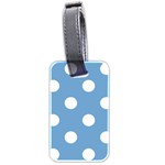 Polka Dots - White on Iceberg Blue Luggage Tag (Two Sides)