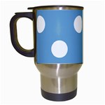Polka Dots - White on Iceberg Blue Travel Mug (White)