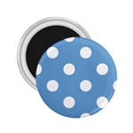 Polka Dots - White on Iceberg Blue 2.25  Magnet