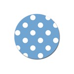 Polka Dots - White on Iceberg Blue Magnet 3  (Round)