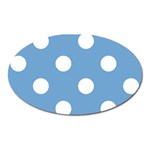 Polka Dots - White on Iceberg Blue Magnet (Oval)