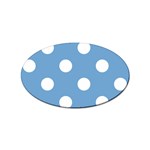 Polka Dots - White on Iceberg Blue Sticker Oval (10 pack)