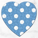 Polka Dots - White on Iceberg Blue Jigsaw Puzzle (Heart)