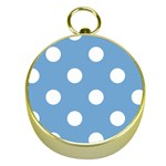 Polka Dots - White on Iceberg Blue Gold Compass