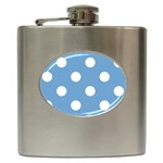 Polka Dots - White on Iceberg Blue Hip Flask (6 oz)