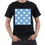 Polka Dots - White on Iceberg Blue Men s T-Shirt (Black)