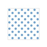 Polka Dots - Iceberg Blue on White Satin Bandana Scarf